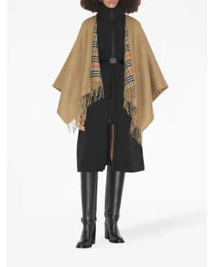 Burberry チェック柄リバーシブルウールケープ - サムネイル2