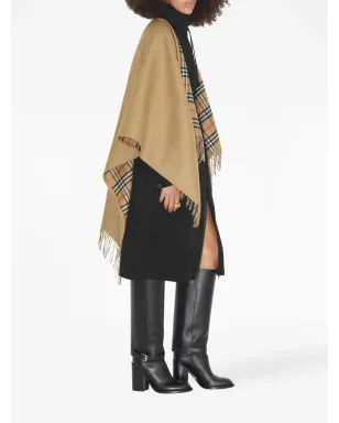 Burberry チェック柄リバーシブルウールケープ - サムネイル3