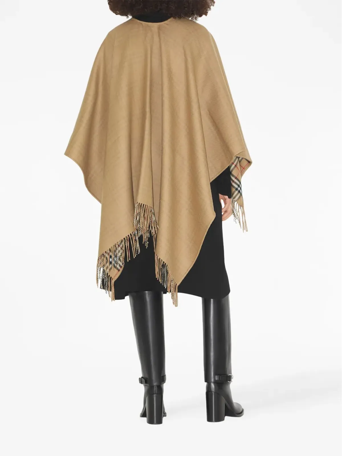 Burberry チェック柄リバーシブルウールケープ - 画像4