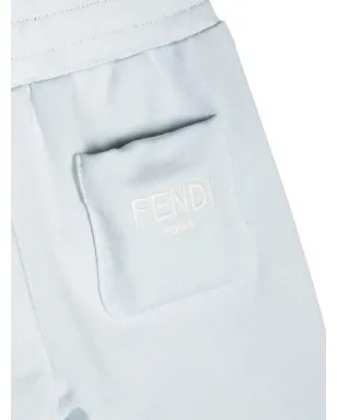 Fendi Kids FFロゴのエラスティック付きブルーのトラックパンツ - サムネイル3