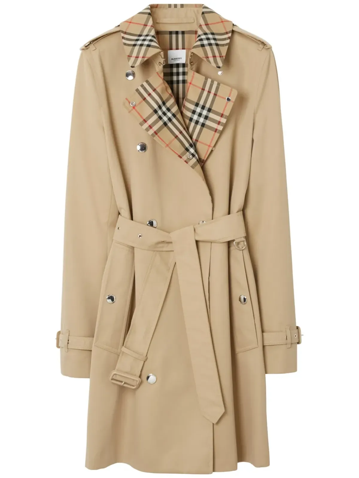 Burberry ヴィンテージチェック・トリム付きショートトレンチコート - 画像1