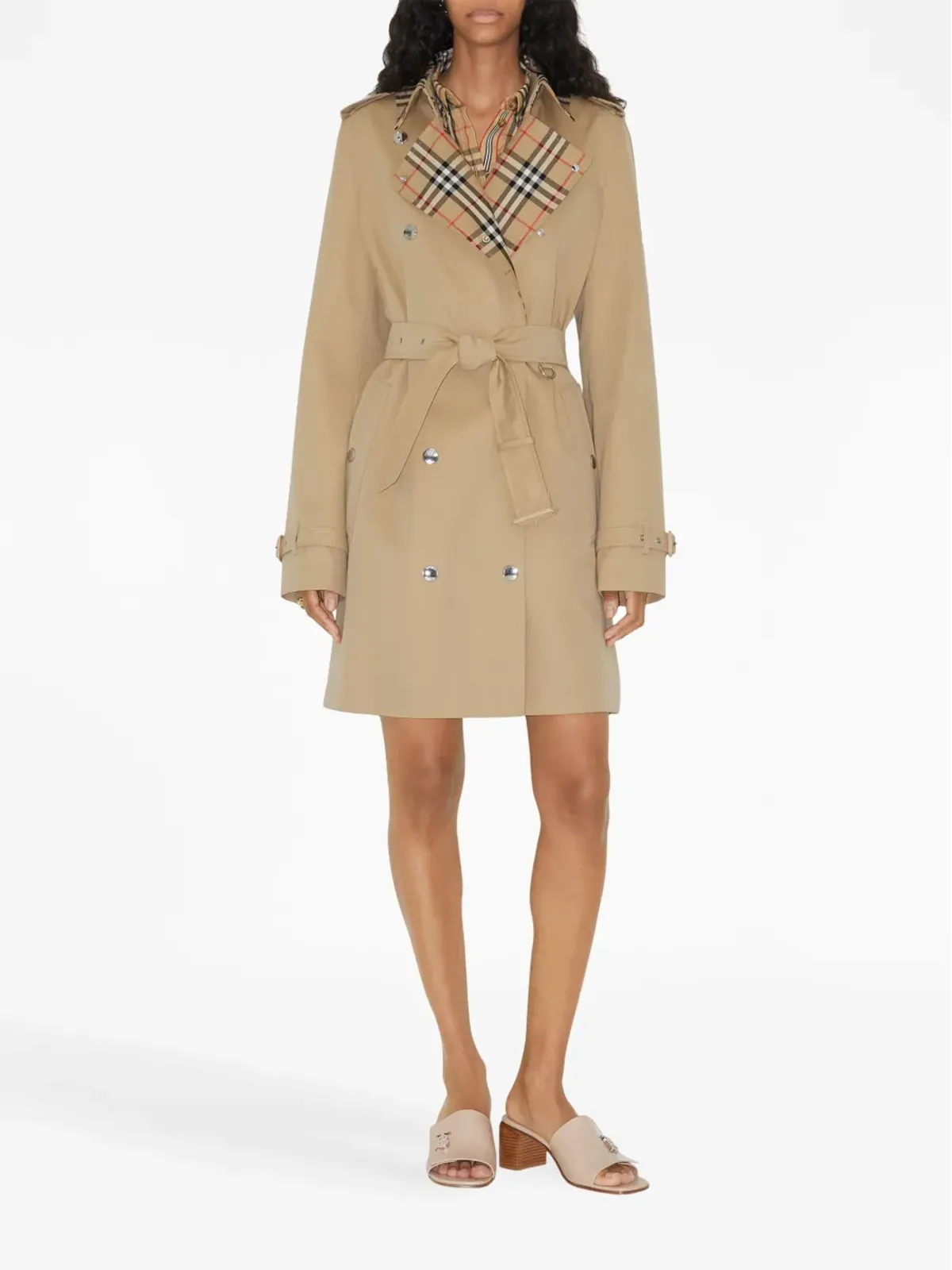 Burberry ヴィンテージチェック・トリム付きショートトレンチコート - 画像2