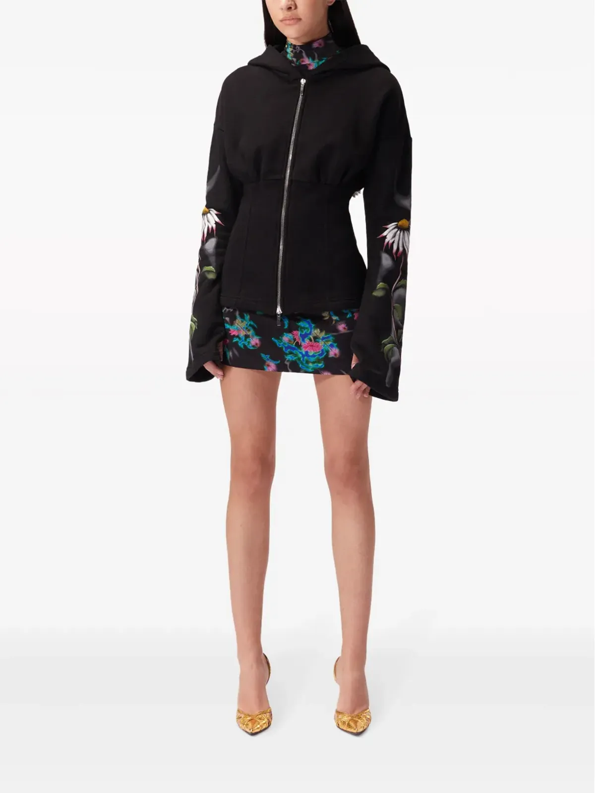 Maccapani 花柄プリント ジップアップフーディ - 画像2