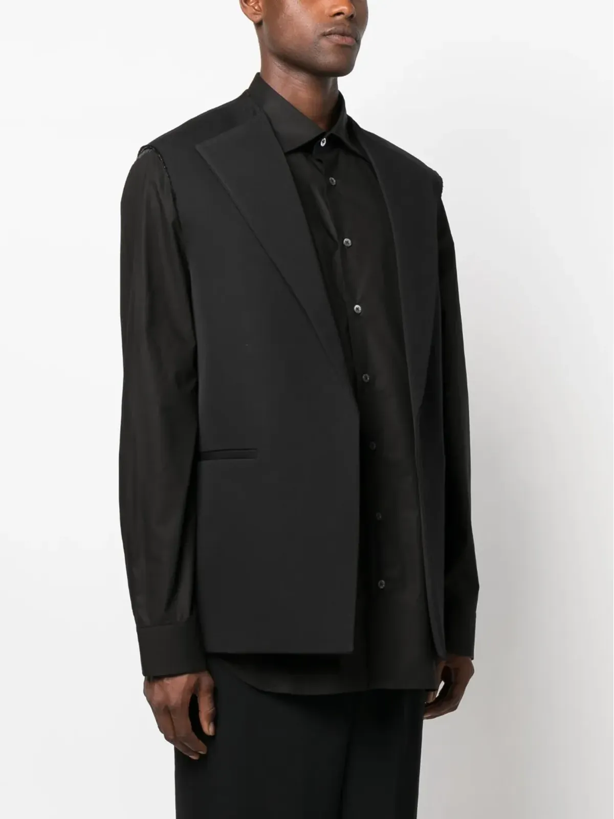 Jil Sander フリンジエッジ テーラード ベスト ブラック - 画像3