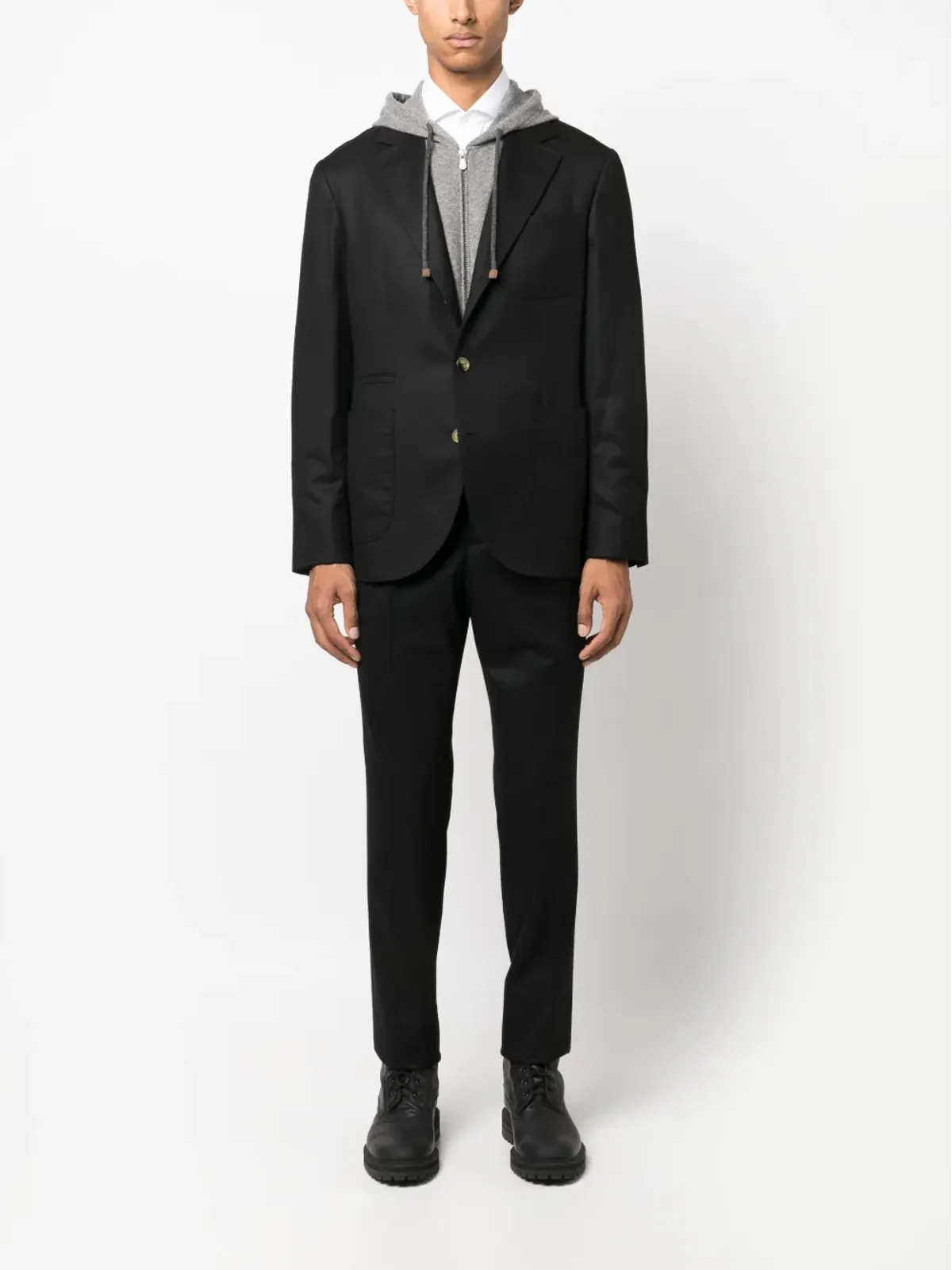 Brunello Cucinelli ミッドライズ ウール チノパンツ - ブラック - 画像2