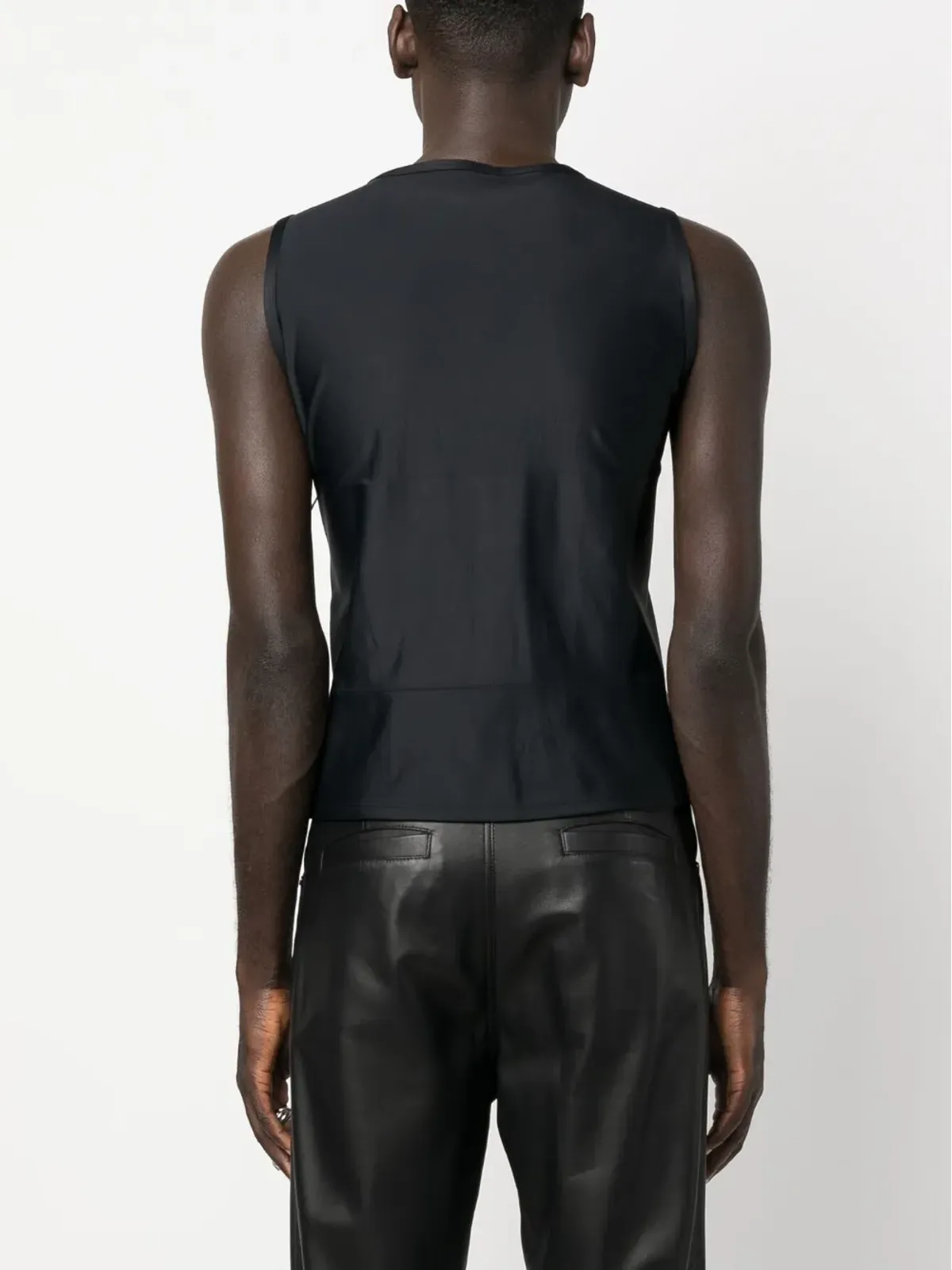 Mugler ブラック ラウンドネック ノースリーブトップ - 画像4