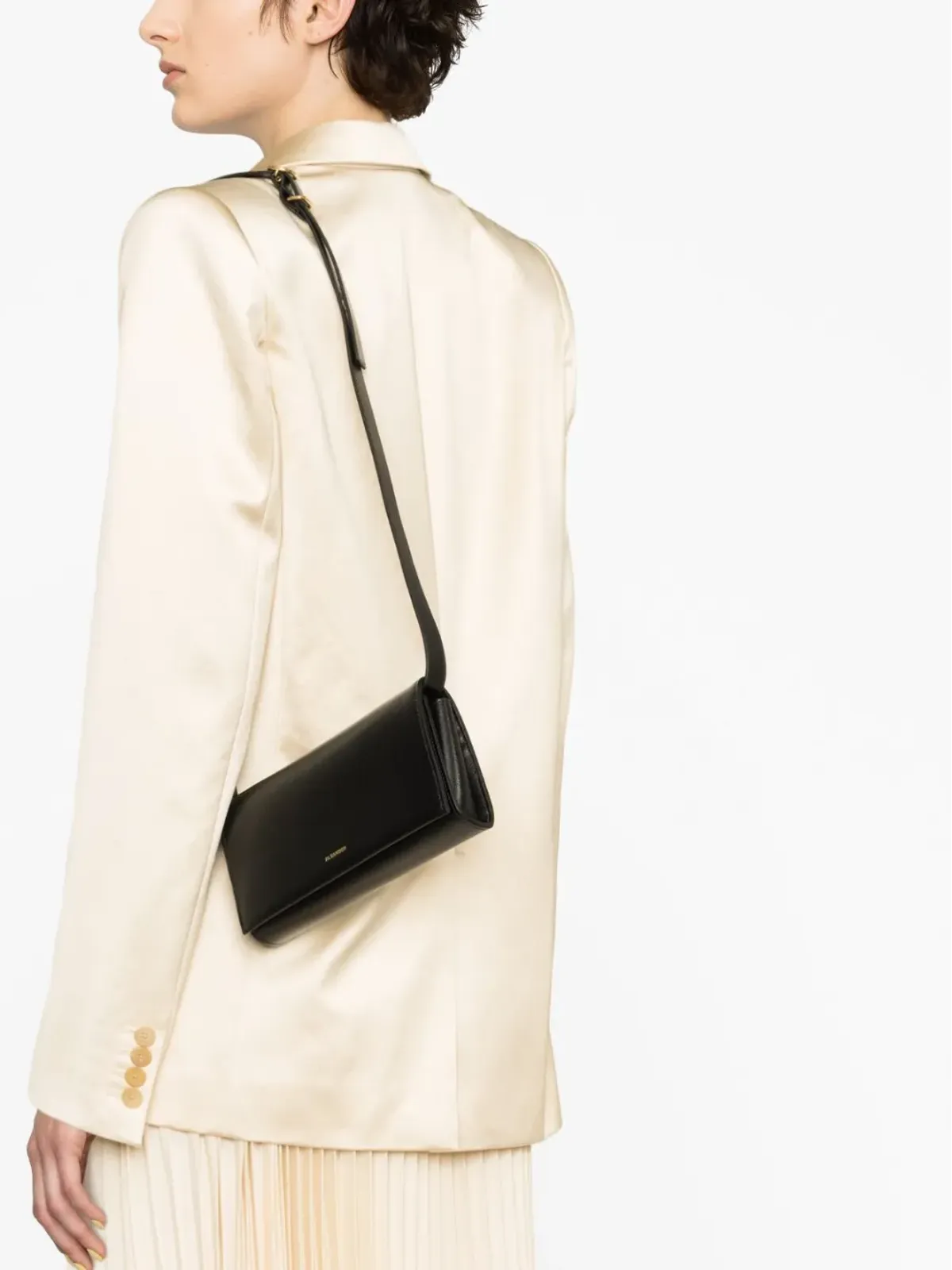 Jil Sander ロゴデボスド レザー ショルダーバッグ - ブラック - 画像3