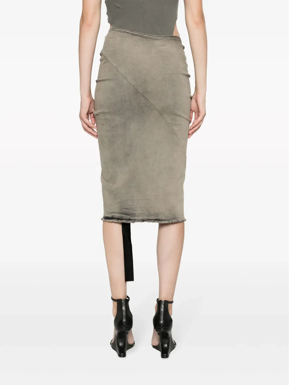 Rick Owens DRKSHDW EDFU前スリットミディスカート - 画像4