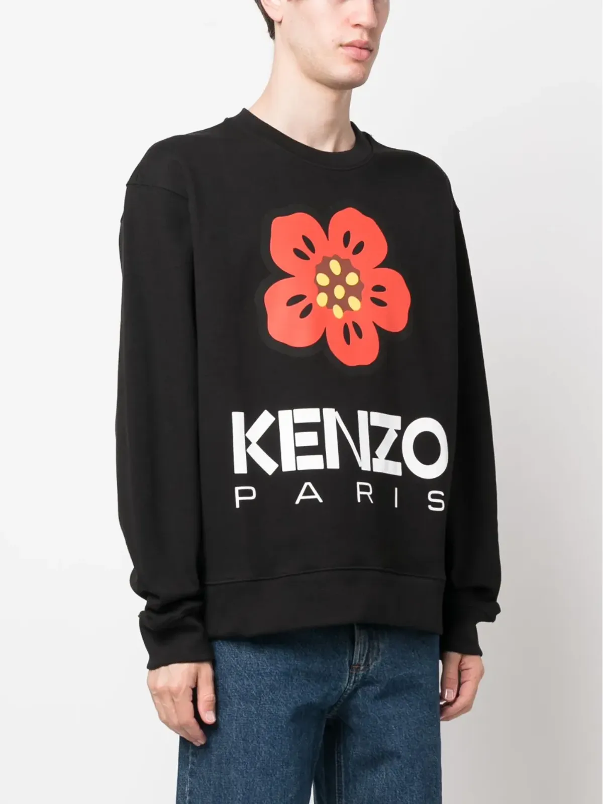 Kenzo ポピー コットン スウェットシャツ ブラック - 画像3