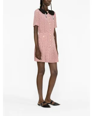Alessandra Rich ピンクのポルカドットプリント シルクミニドレス - サムネイル4
