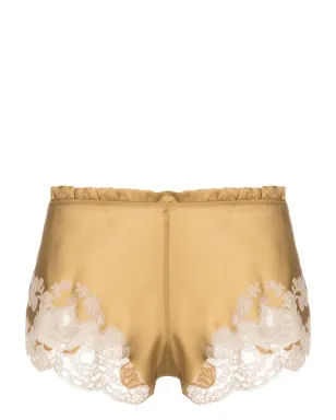 Carine Gilson Calais-Caudry レーストリム シルクショーツ - サムネイル1