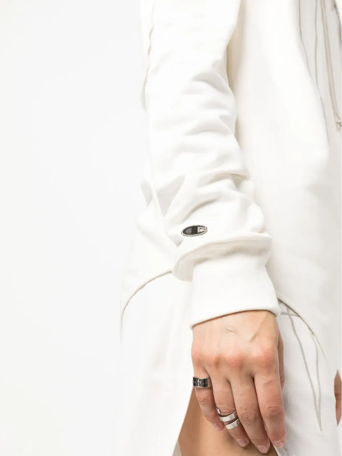 Rick Owens X Champion ロゴ刺繍コットンフーディ - 画像5