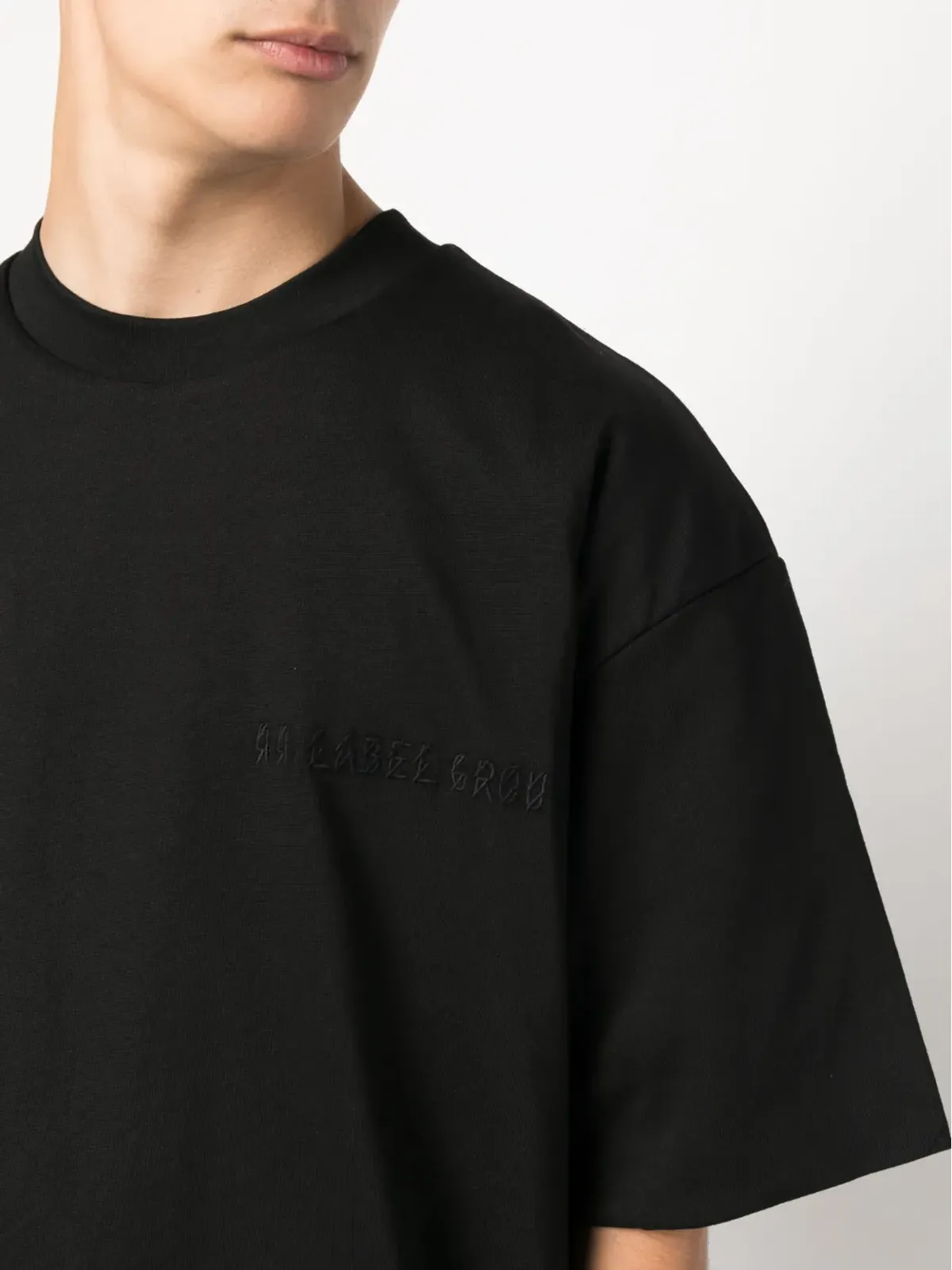 44 LABEL GROUP クルーネック コットンTシャツ - ブラック - 画像5