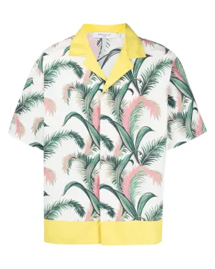Maison Kitsuné botanical-print short-sleeve shirt - White - サムネイル1