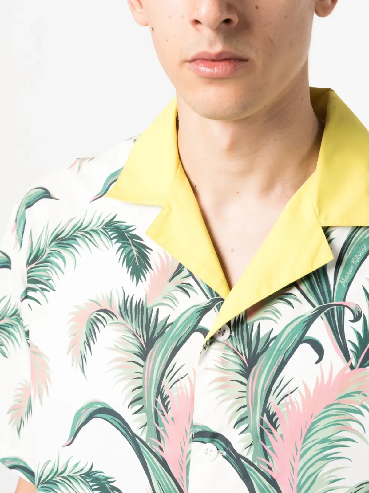 Maison Kitsuné botanical-print short-sleeve shirt - White - 画像5