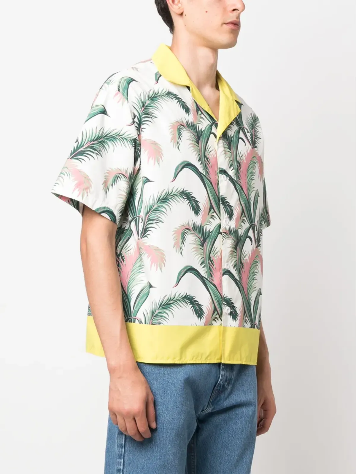 Maison Kitsuné botanical-print short-sleeve shirt - White - 画像3