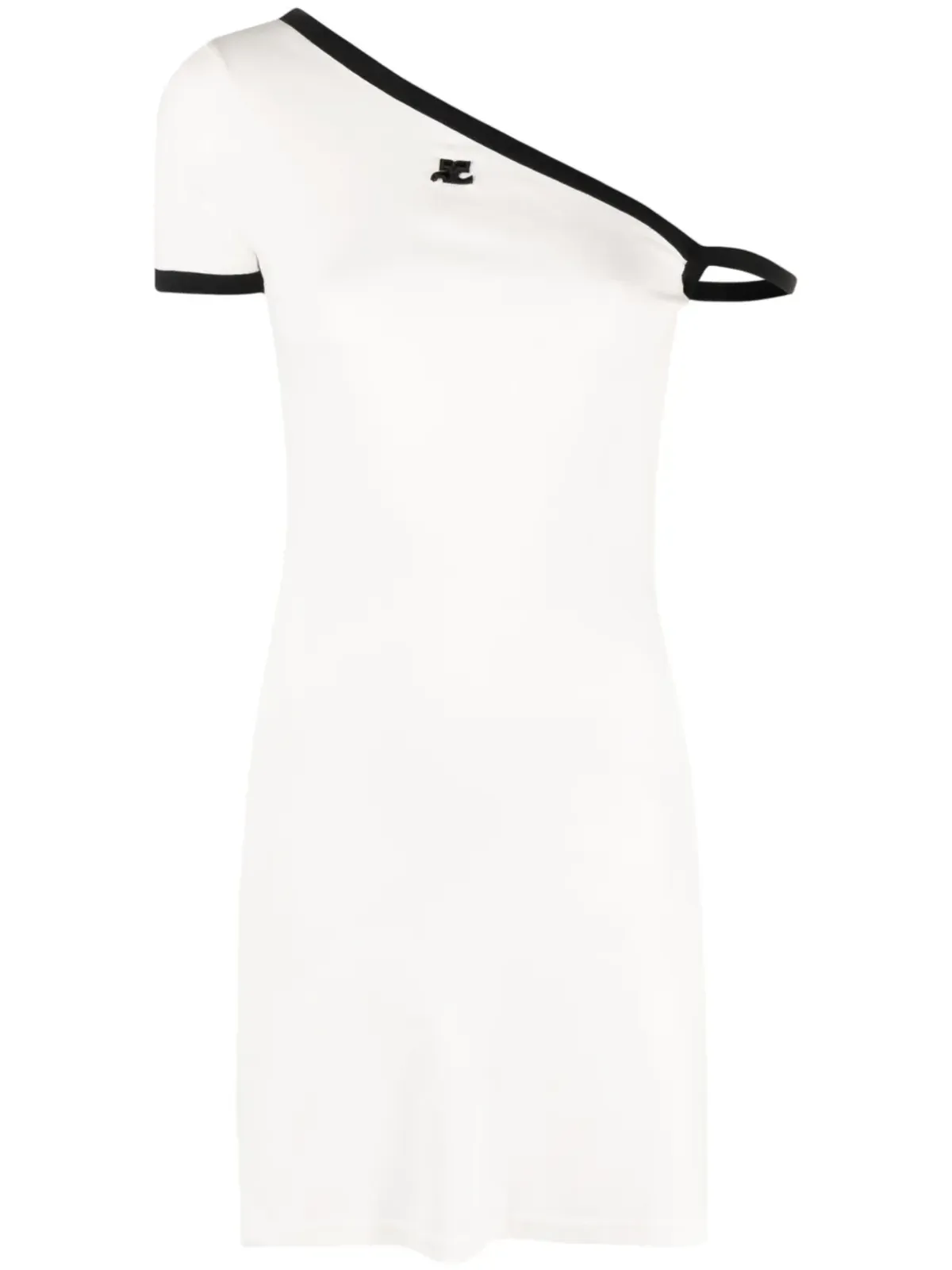 Courrèges ロゴパッチ付き アシンメトリック コットン ミニドレス - ホワイト - 画像1