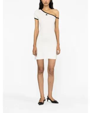 Courrèges ロゴパッチ付き アシンメトリック コットン ミニドレス - ホワイト - サムネイル2