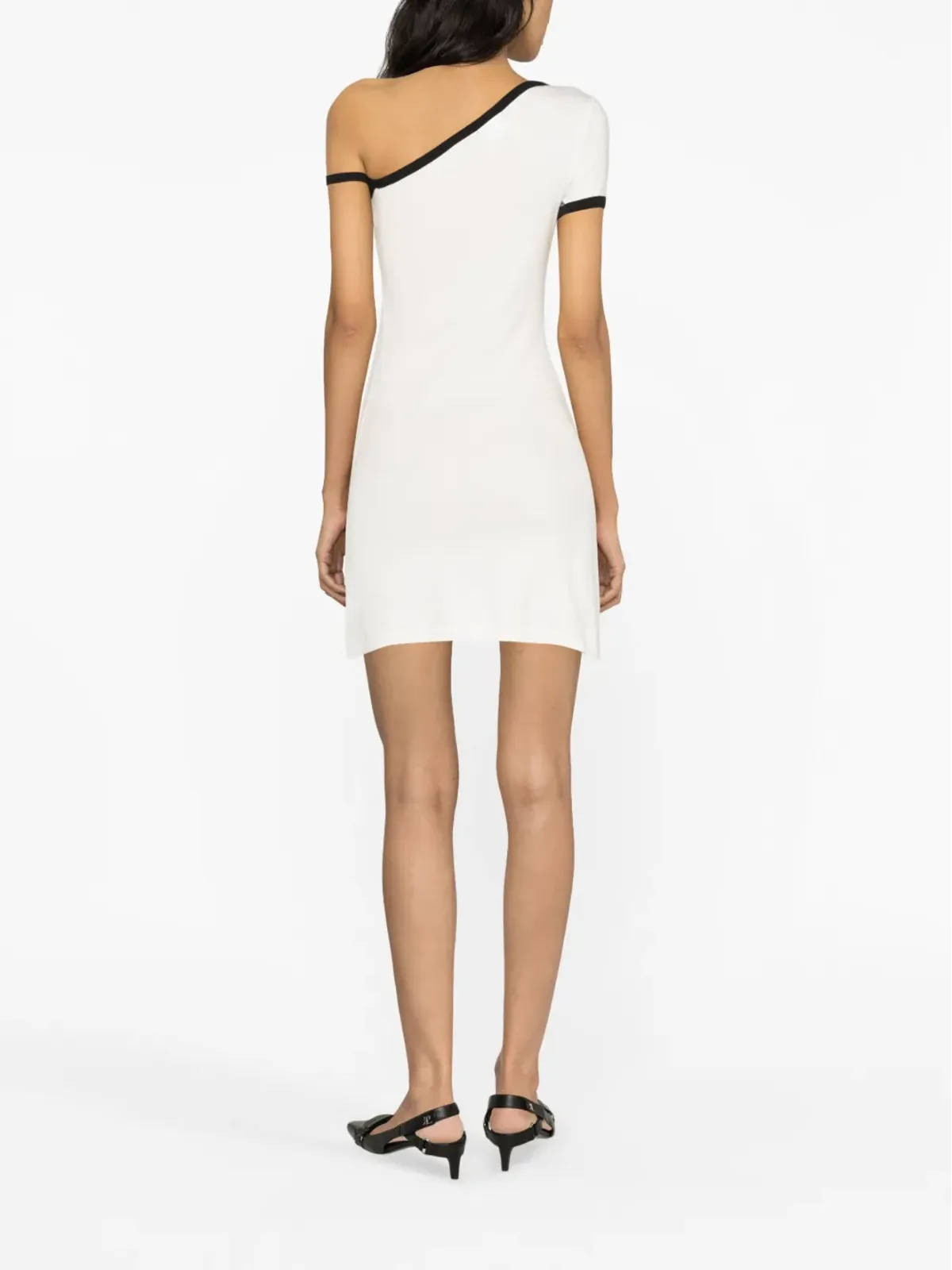 Courrèges ロゴパッチ付き アシンメトリック コットン ミニドレス - ホワイト - 画像4