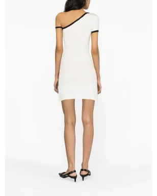 Courrèges ロゴパッチ付き アシンメトリック コットン ミニドレス - ホワイト - サムネイル4