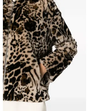 Yves Salomon ヒョウ柄シアリングフード付きジャケット - サムネイル5