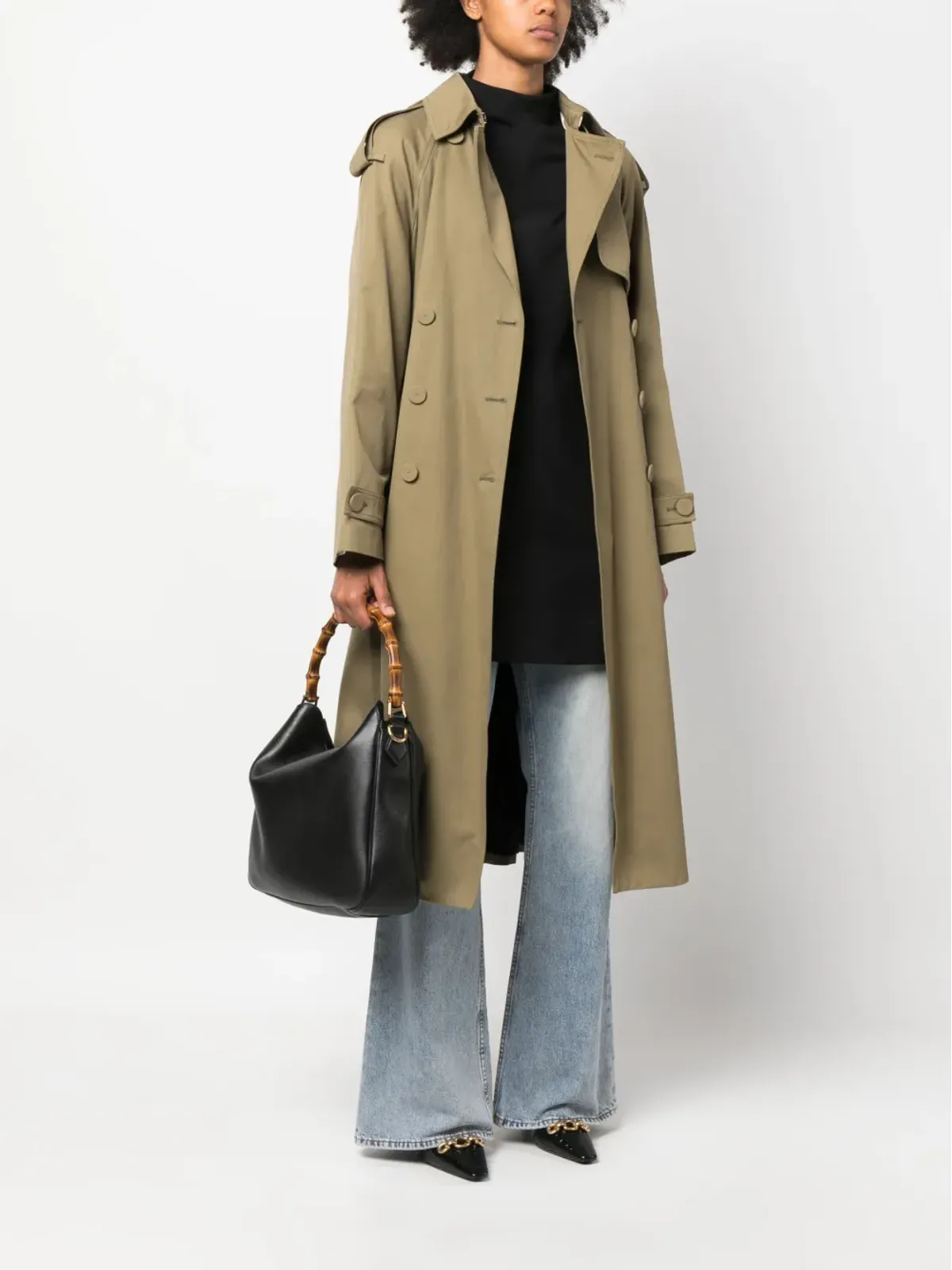 Gucci ダイアナ レザー トートバッグ - ブラック - 画像2