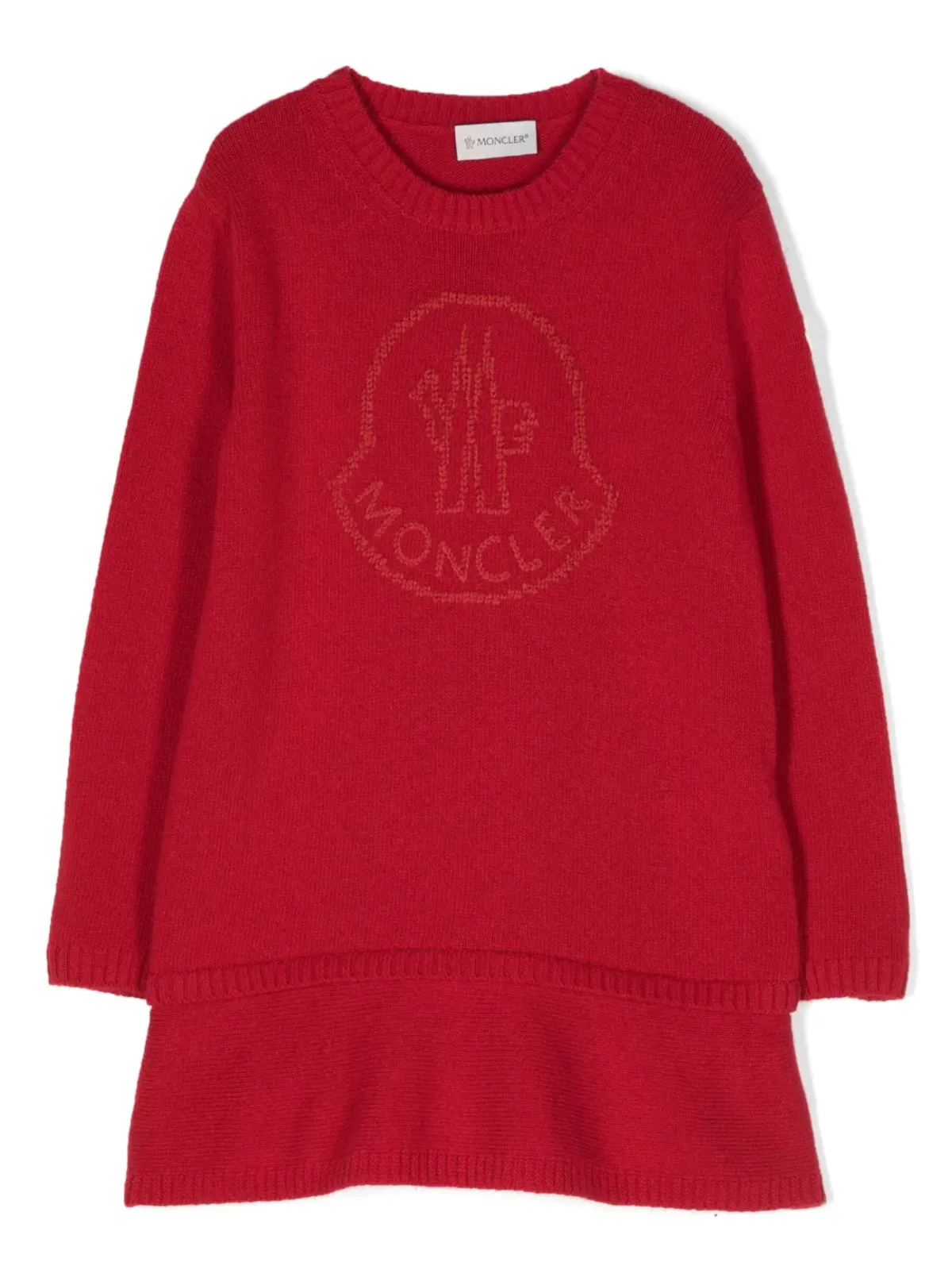 Moncler Enfant ロゴ刺繍 ヴァージンウール ニットドレス - 画像1