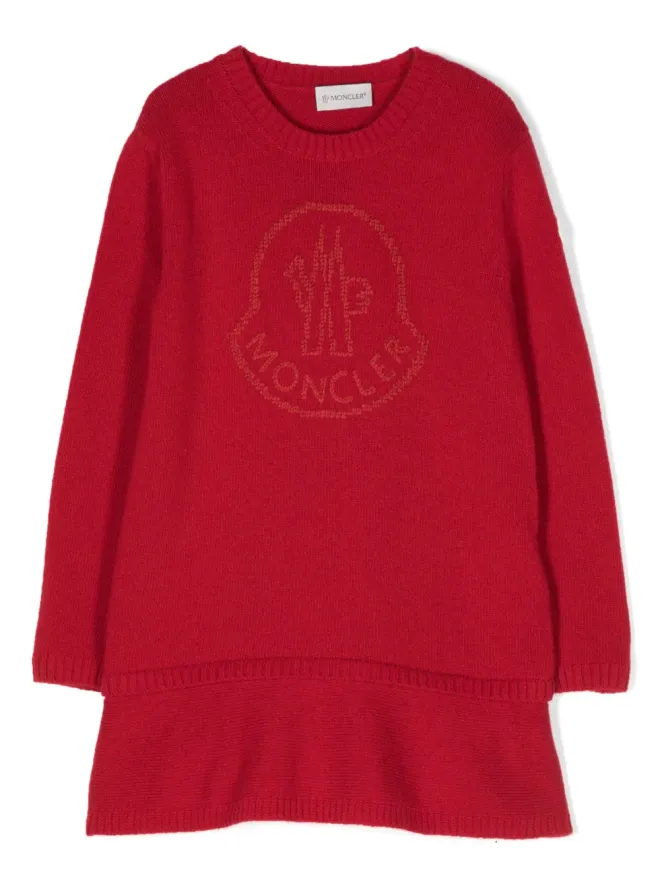 Moncler Enfant Moncler Enfant ロゴ刺繍 ヴァージンウール ニットドレスの商品画像
