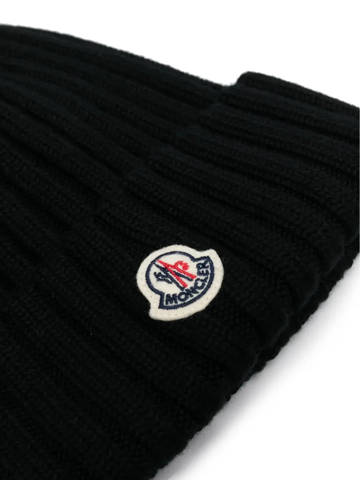 Moncler logo-appliqué ribbed-knit beanie - 画像2