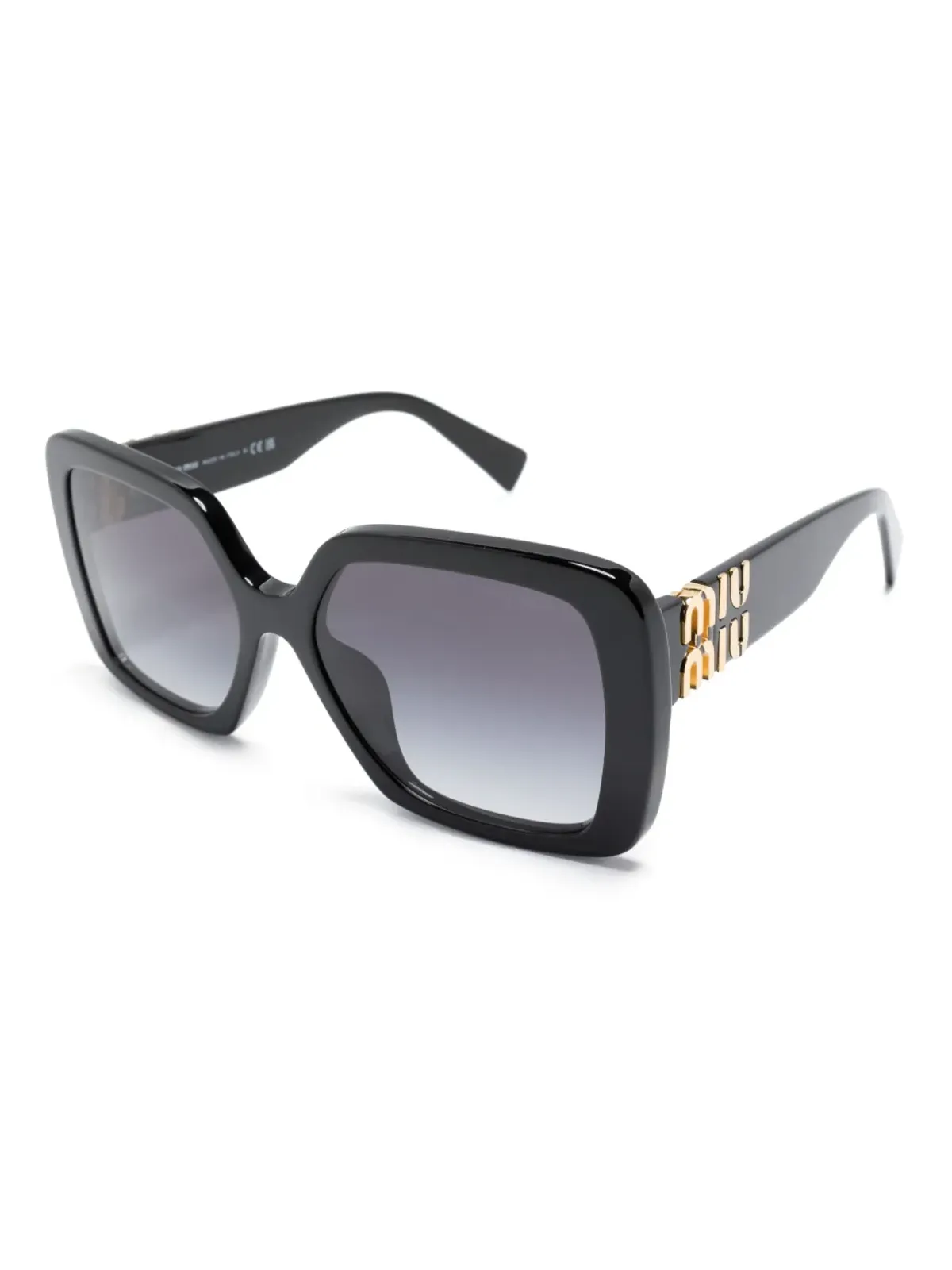 Miu Miu Eyewear logo-plaque oversized-frame sunglasses - Black - 画像2
