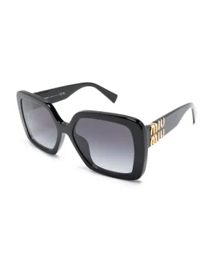 Miu Miu Eyewear logo-plaque oversized-frame sunglasses - Black - サムネイル2