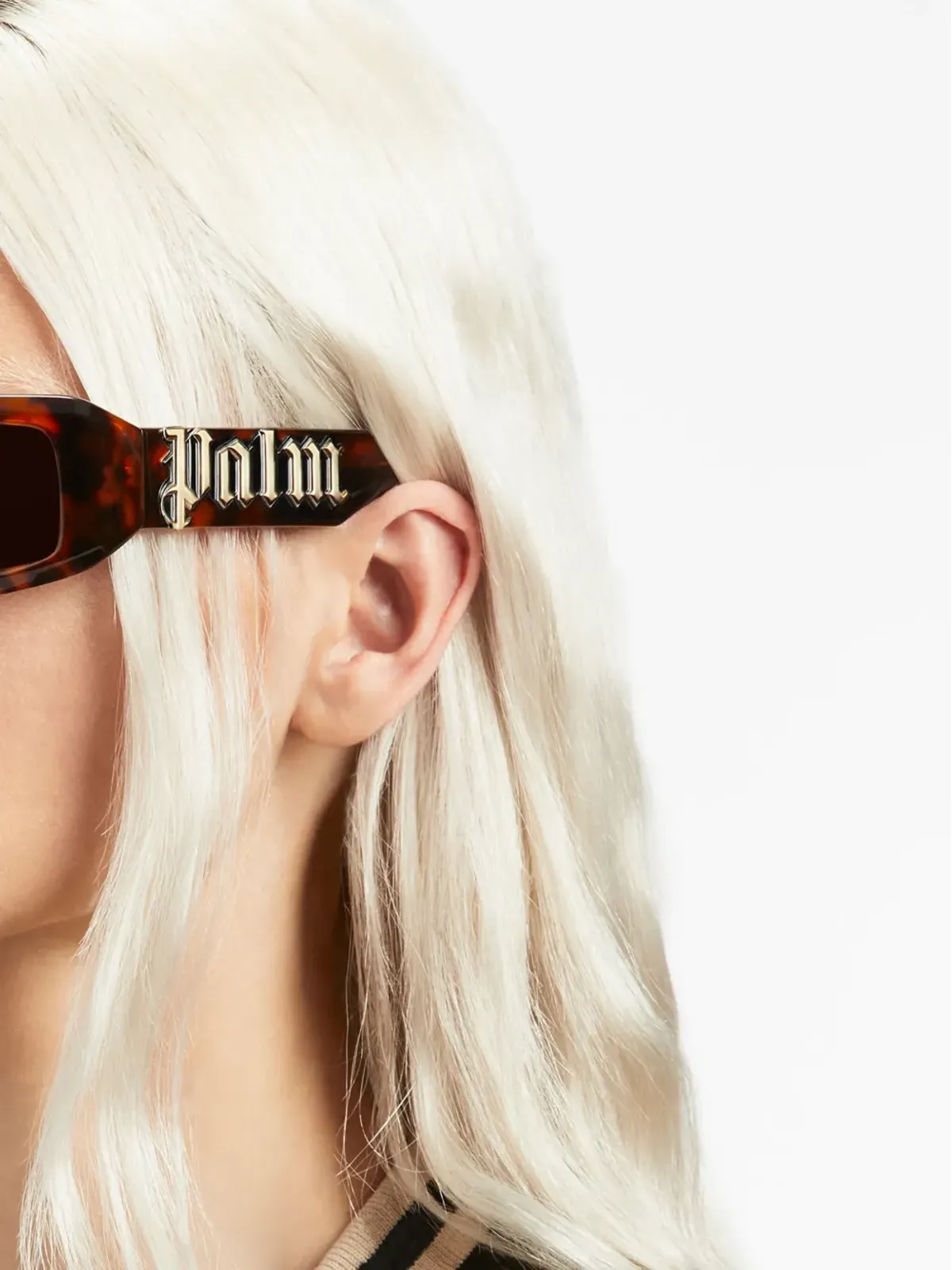 Palm Angels Eyewear Kerman レクタンギュラーフレーム サングラス（ブラウン） - 画像3