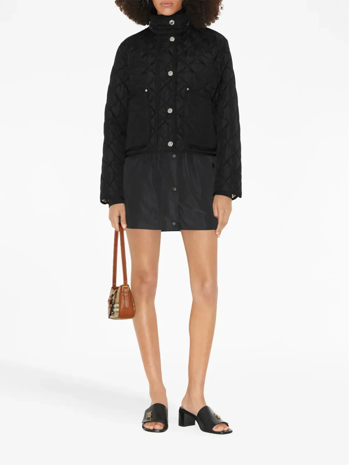 Burberry detachable-hood diamond-quilted jacket - Black - 画像5