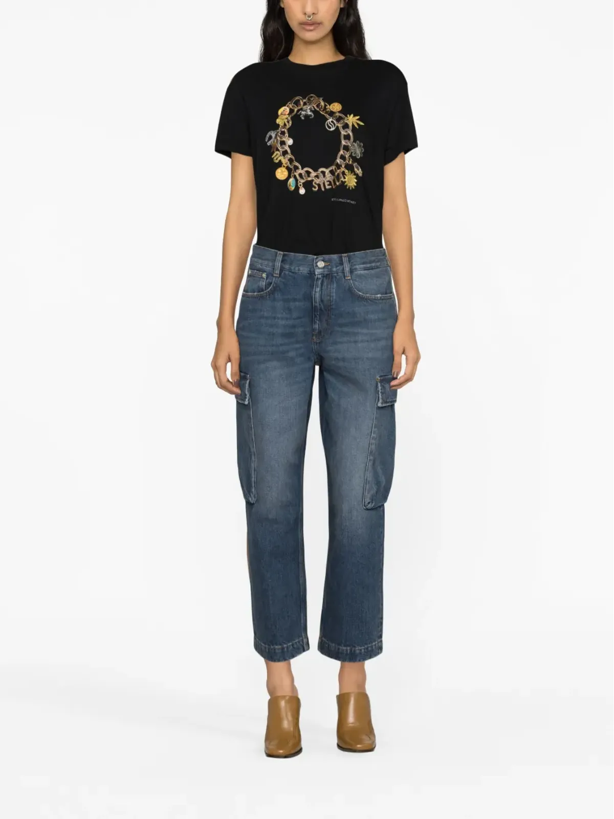 Stella McCartney クロップドカーゴジーンズ - ブルー - 画像4