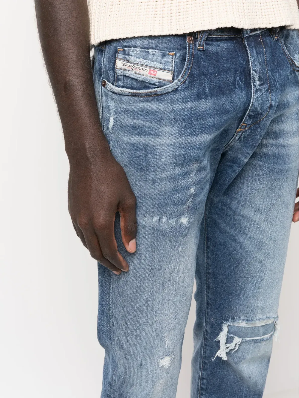 Diesel 2019 D-Strukt 09G15 スリムカットジーンズ ブルー - 画像5