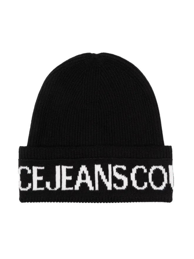 Versace Jeans Couture Versace Jeans Couture インターシャロゴ入りリブ編みビーニーの商品画像