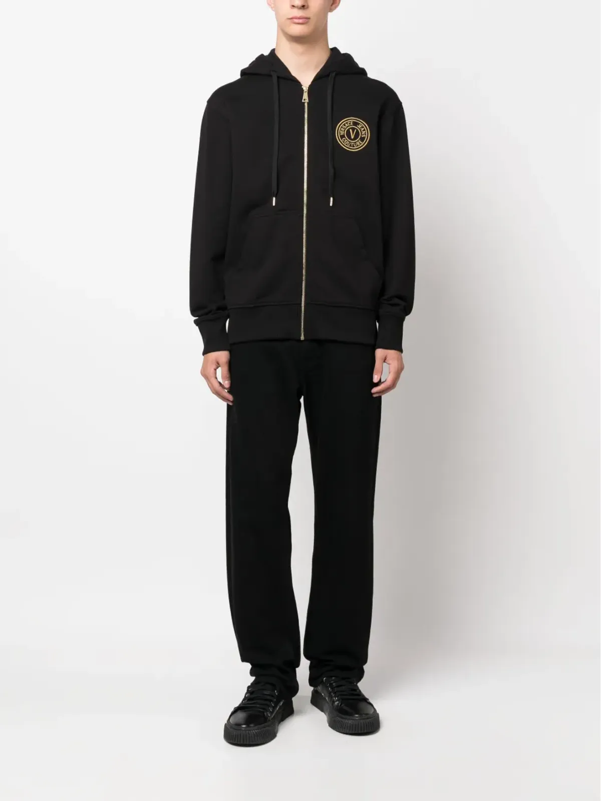 Versace Jeans Couture ロゴ刺繍ジップフードパーカー - 画像2