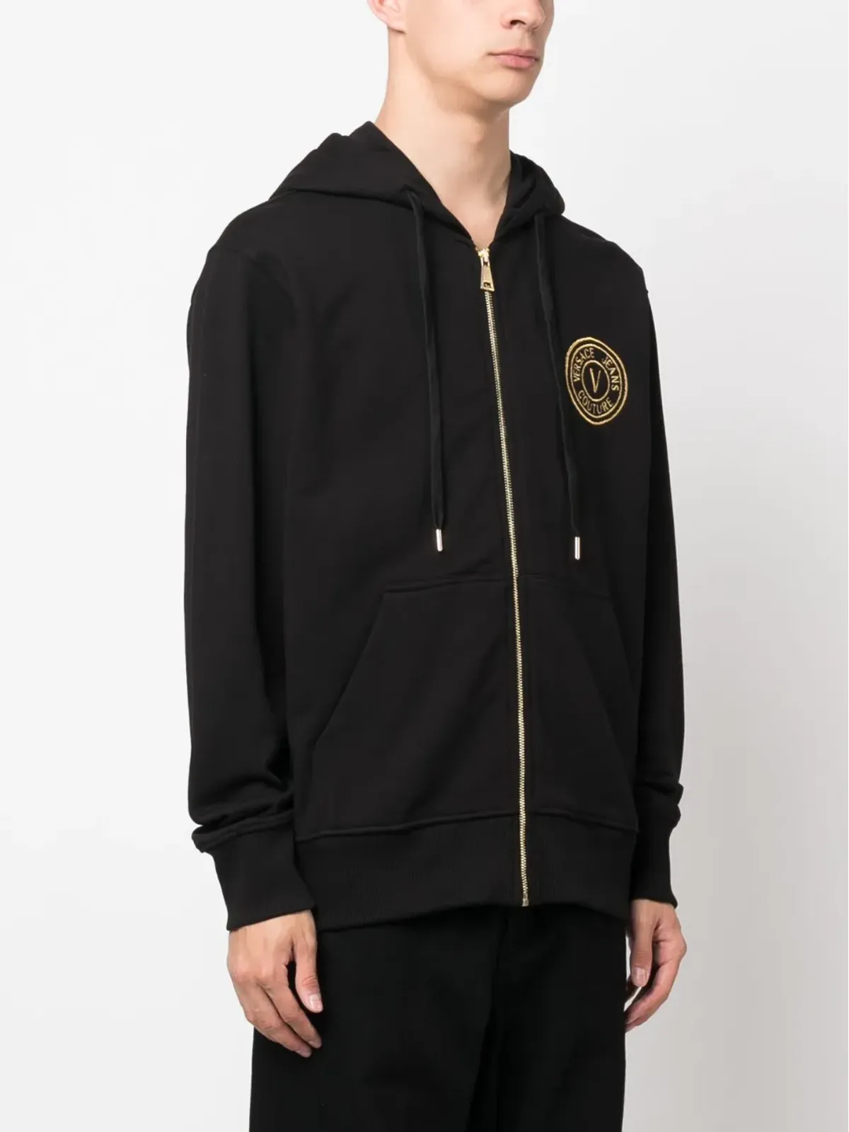 Versace Jeans Couture ロゴ刺繍ジップフードパーカー - 画像3