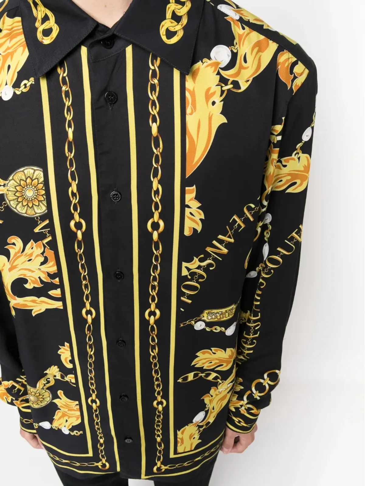Versace Jeans Couture バロック柄長袖シャツ ブラック - 画像5