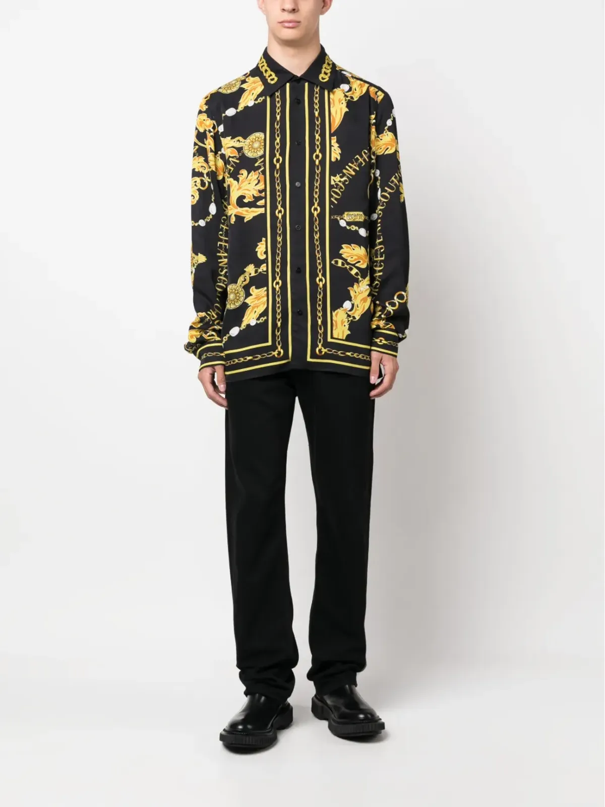 Versace Jeans Couture バロック柄長袖シャツ ブラック - 画像2