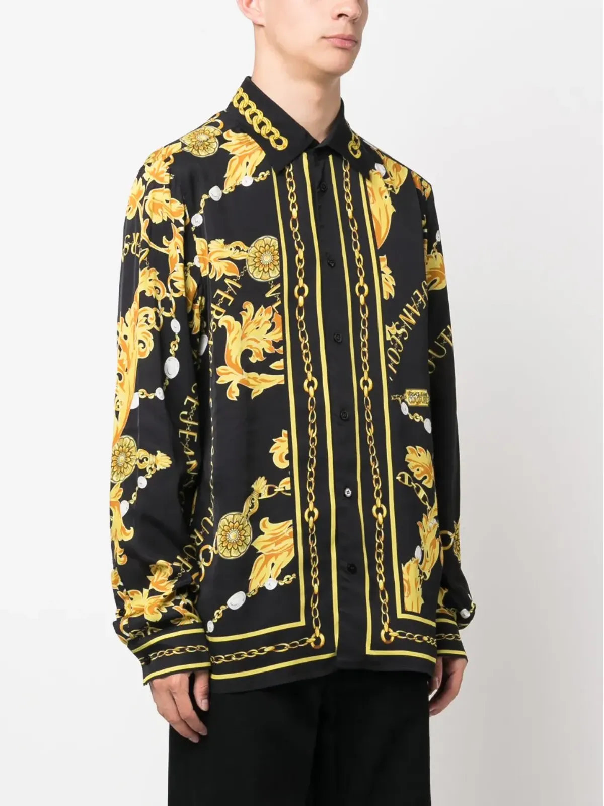 Versace Jeans Couture バロック柄長袖シャツ ブラック - 画像3