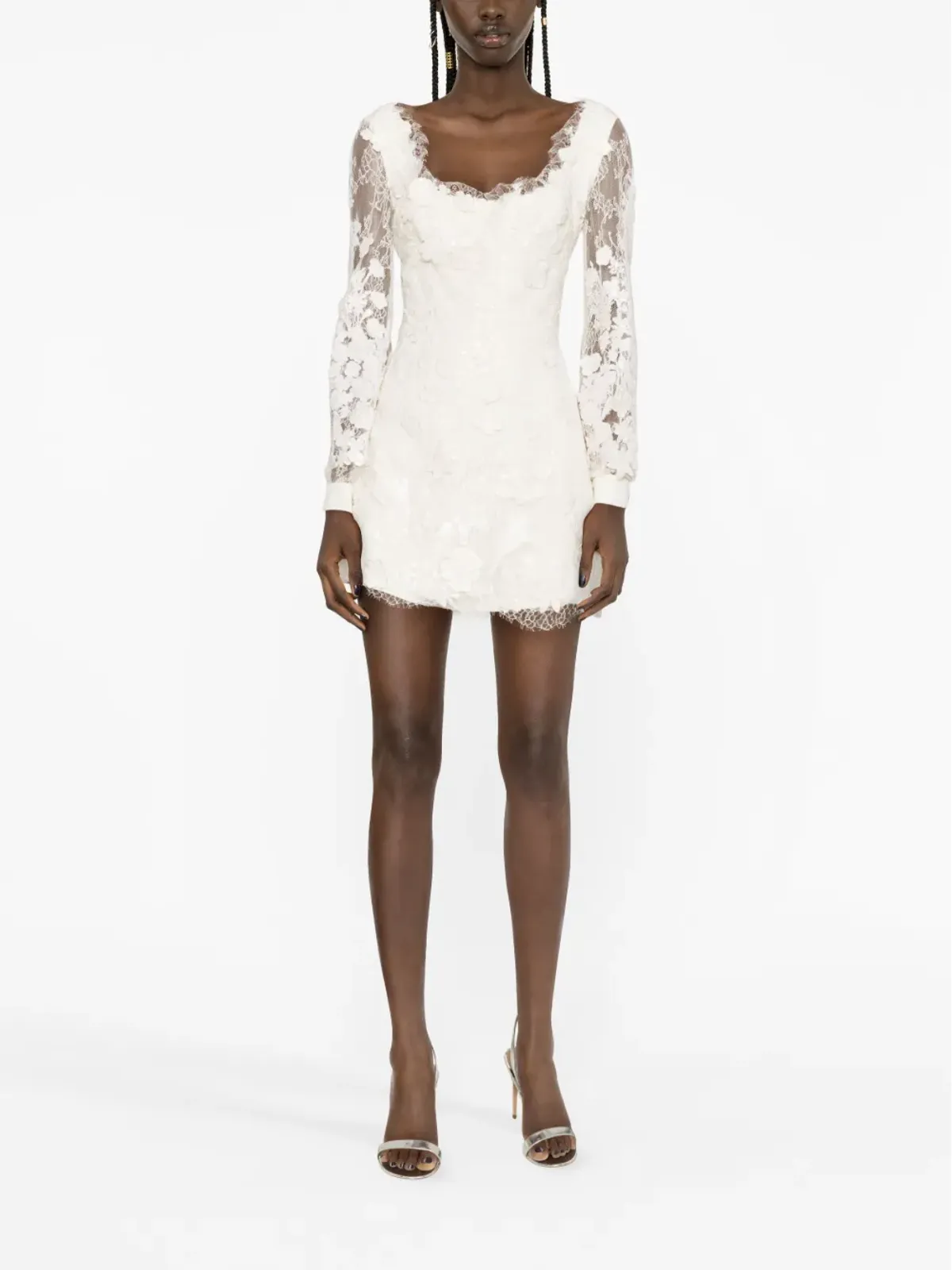 Elie Saab フローラルレース装飾ミニドレス - 画像2