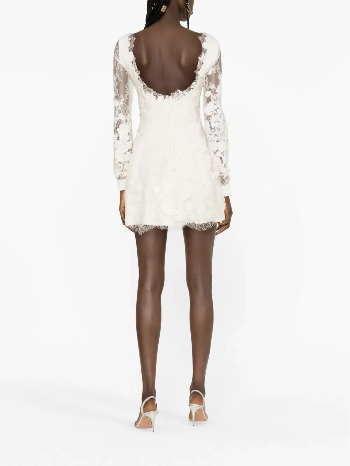Elie Saab フローラルレース装飾ミニドレス - 画像3