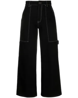 Stella McCartney コントラストステッチのワイドジーンズ - ブラック - サムネイル1
