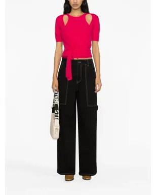 Stella McCartney コントラストステッチのワイドジーンズ - ブラック - サムネイル2