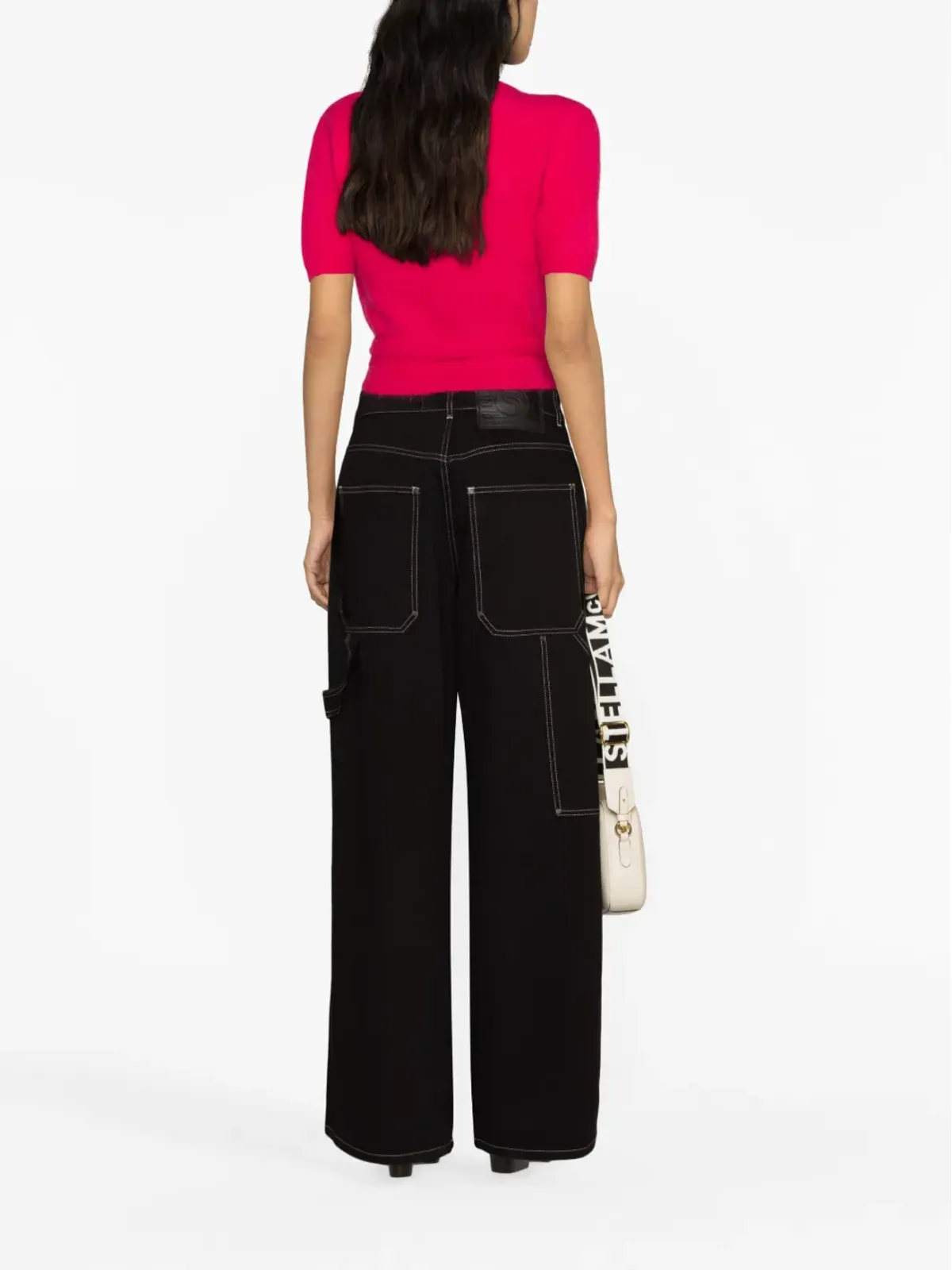 Stella McCartney コントラストステッチのワイドジーンズ - ブラック - 画像3