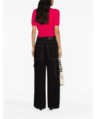 Stella McCartney コントラストステッチのワイドジーンズ - ブラック - サムネイル3