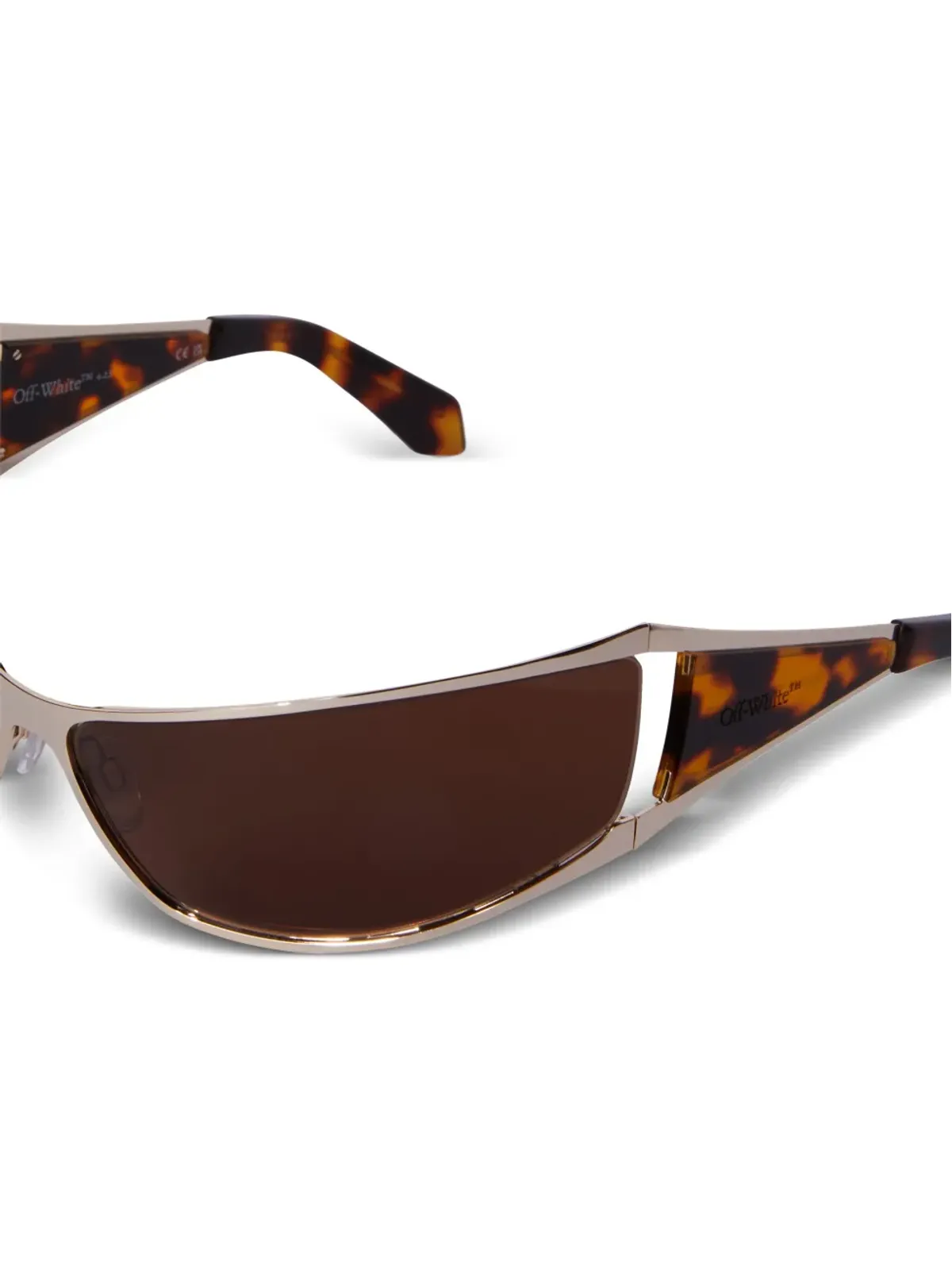 Off-White Eyewear ルナべっ甲柄バイカースタイルサングラス - 画像2