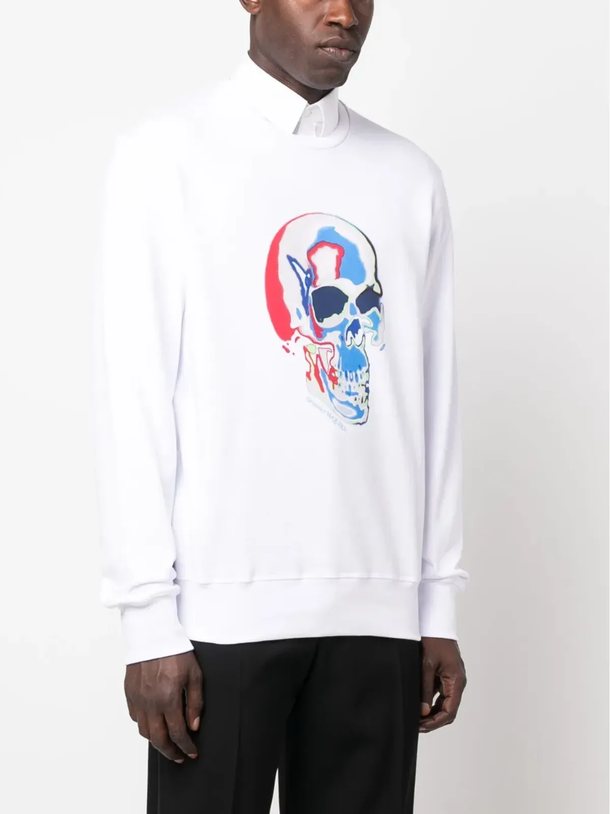 Alexander McQueen スカルプリント コットン スウェットシャツ - ホワイト - 画像3