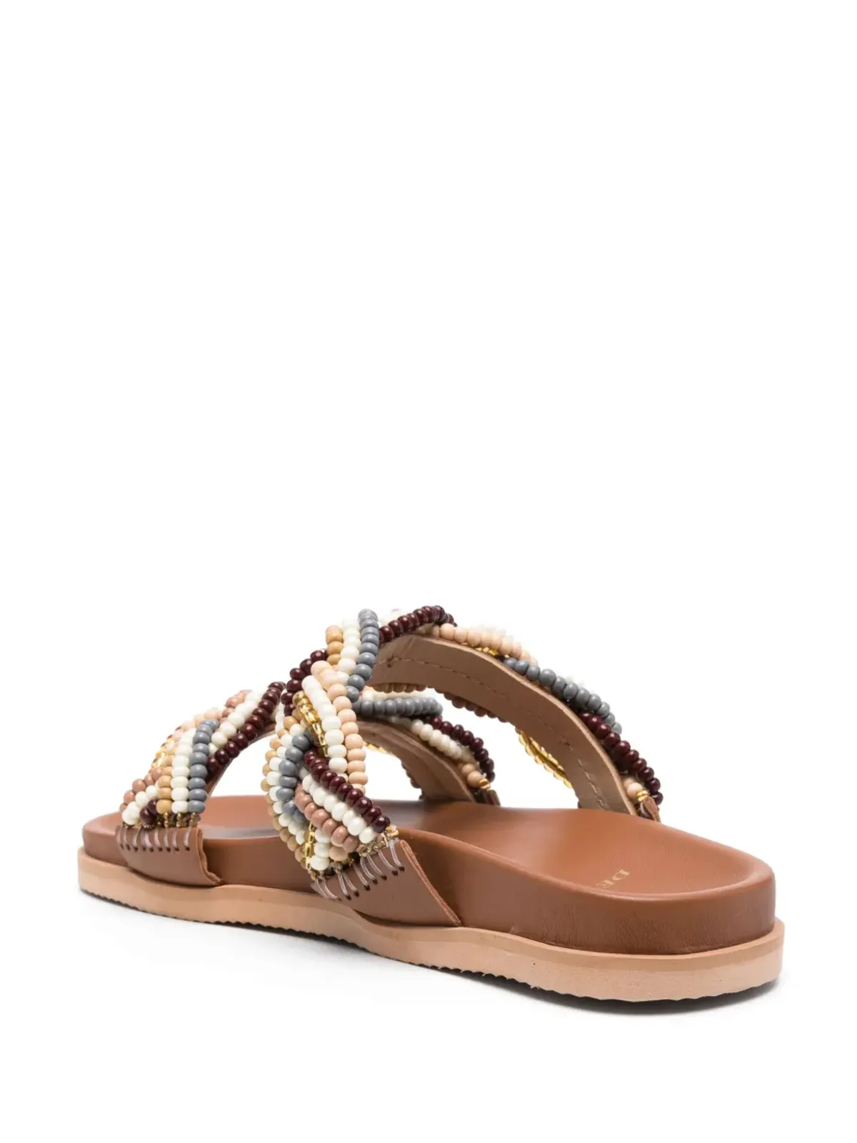 DE SIENA SHOES ビーズ装飾レザー・スライド - ブラウン - 画像3